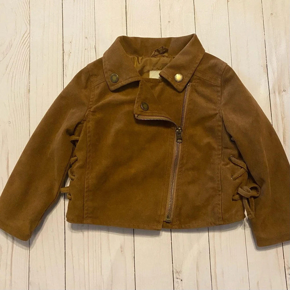 Kids OSHKOSH 2T Brown Suede Biker Style Jacket